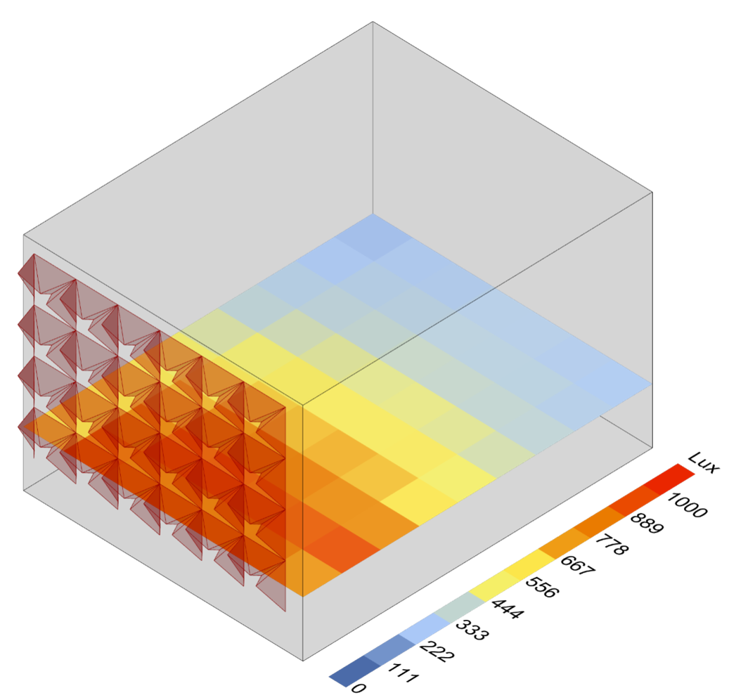 Isometric diagram of a kinetic facade system