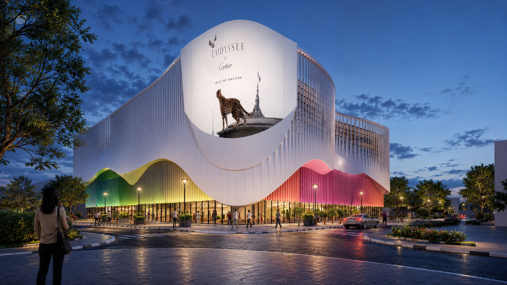 Night exterior rendering of The Mather Square